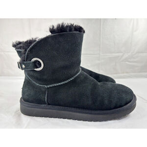 Koolaburra Ugg Suede Remley Mini Boots black sheepskin size 7